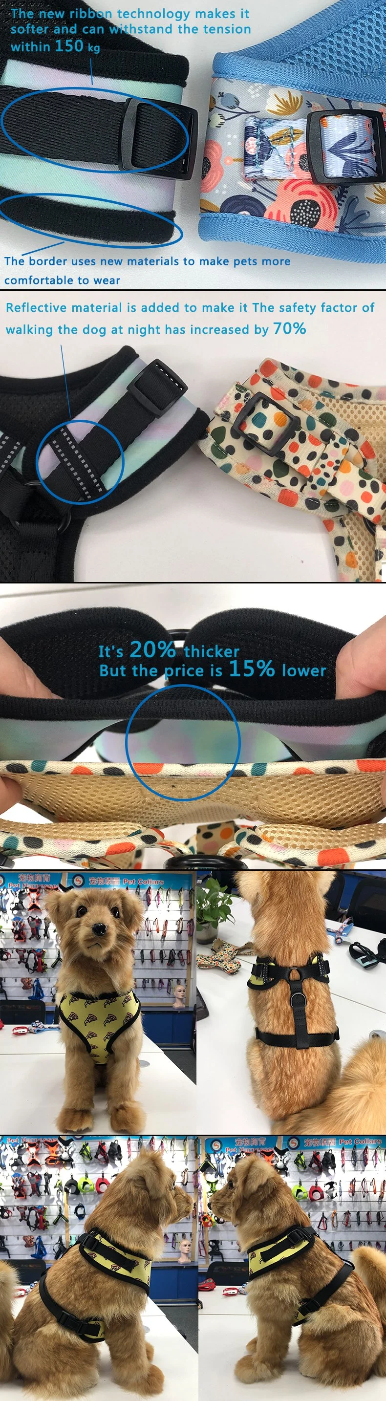 Eco-Friendly Pet Products 2020 Fashion Sublimation Dog Harness Personalized Custom Pattern Dog Supplies