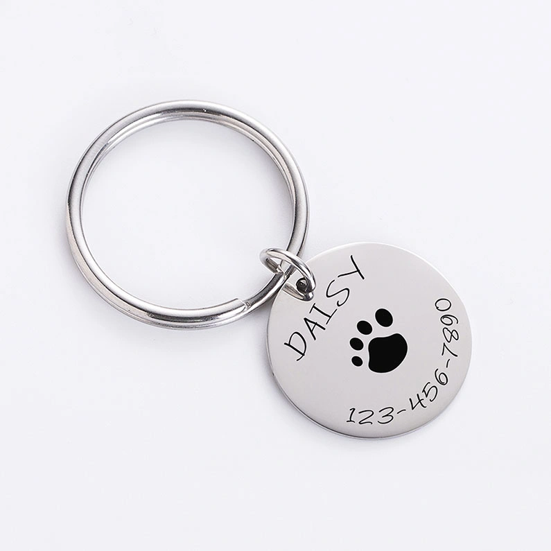 Wholesale Round Custom Engraved Photot Keychain Pet Cat Dog Supply